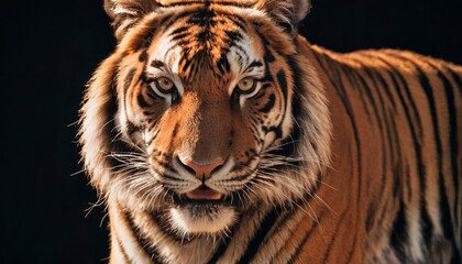 Portrait of a huge beautiful male tiger on a black background