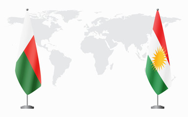 Madagascar and Kurdistan flags for official meeting