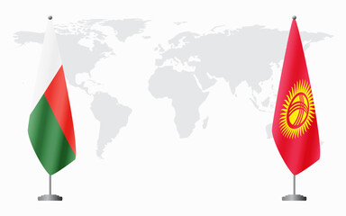 Madagascar and Kyrgyzstan flags for official meeting