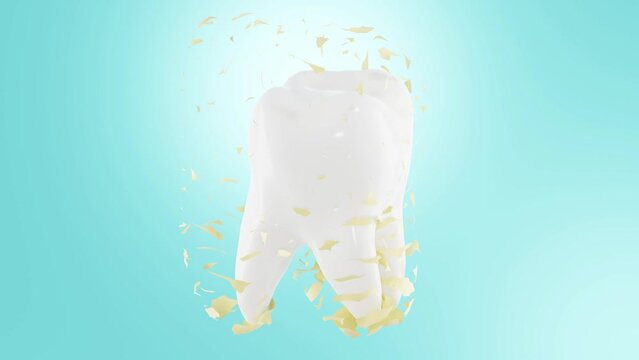Dental product drops help remove plaque or turn yellow teeth white. Oral hygiene and teeth cleaning product concept. Scene for toothpaste advertisement with 3D rendering.