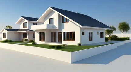 Fototapeta na wymiar 3d rendering of modern cozy house isolated on white background