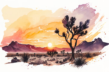 sunset in the desert - obrazy, fototapety, plakaty