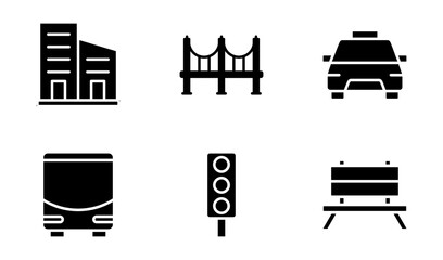 City, Urban, Town icon design template in solid style
