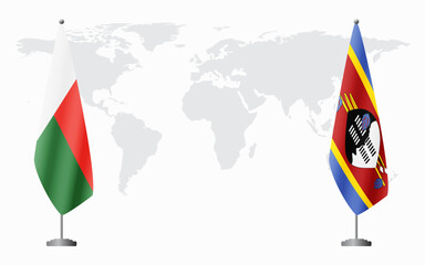 Madagascar and Kingdom of eSwatini - Swaziland flags for offi