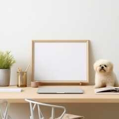 Schreibtisch für Hundeliebhaber mockup Design
