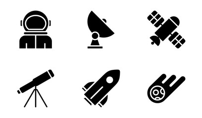 Space Exploration icon design template in solid style - obrazy, fototapety, plakaty