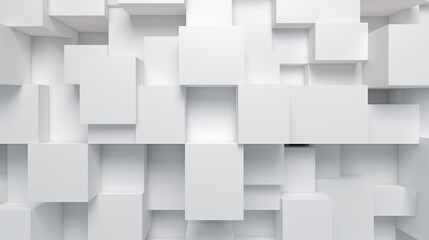 Abstract 3D rendering of white cubes. Futuristic background design.