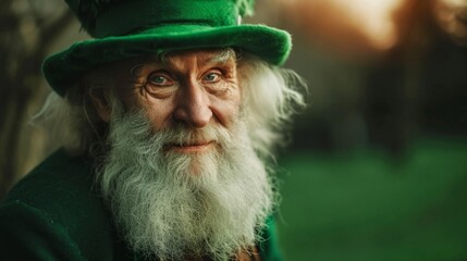 Leprechaun at Saint Patrick's Day celebrations. Feast of St. Patrick.  - obrazy, fototapety, plakaty