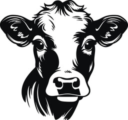 Baby Cow head, Cow head logo, Farm Animal Vector Illustration