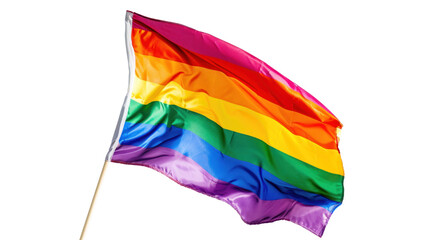 A waving LGBT flag, transparent or isolated on white background