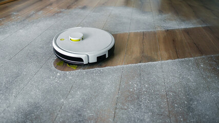 Robot floor vacuum dust cleaner stock photo - obrazy, fototapety, plakaty