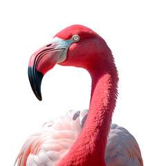 Pink flamingo bird isolated on transparent background