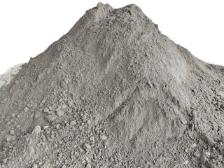 A pile of ash or sand material left over from burning coal or called 'Bottom Ash' isolated on a...