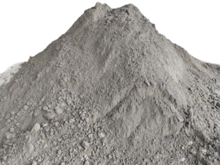 A pile of ash or sand material left over from burning coal or called 'Bottom Ash' isolated on a transparent background
