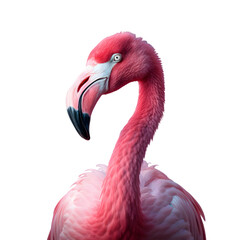 Pink flamingo bird isolated on transparent background