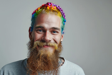 Man with colorful braids. 