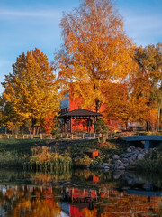 Fototapeta na wymiar Vilniaus Japoniškas sodas in autumn. Vilnius Japanese Garden
