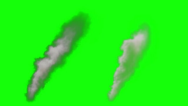 Looping thick smoke rising up. 3D generated animation fx. Has a green screen for easy compositing.