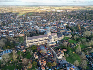 Fototapeta na wymiar Winchester Cathedral Aerial shot Hampshire