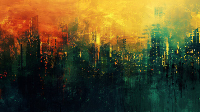 Abstract grunge of city scape illustration painting