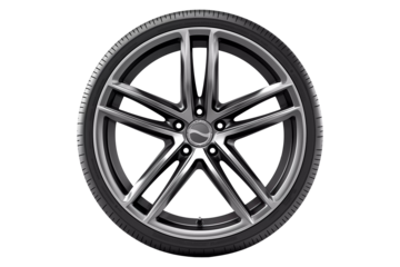 Car wheel tire on transparent background. Generative ai design art.
