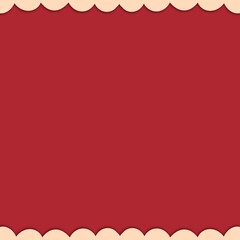 Red background decorated with jagged edges.