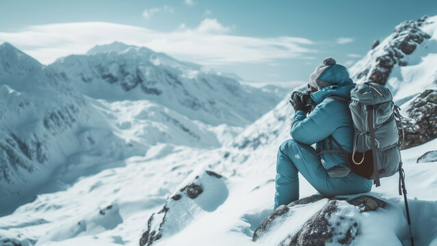 Frosty Focus: A Snowy Mountain Photographer