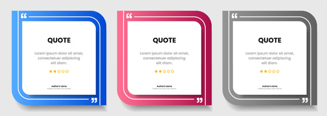 3D bubble testimonial banner, quote, infographic. Social media post template designs for quotes. Empty speech bubbles, quote bubbles and text box. Vector Illustration EPS10.