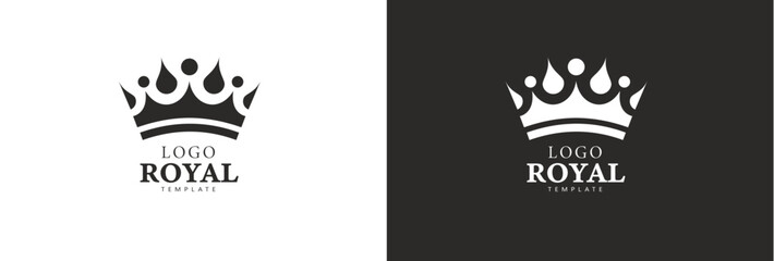 Logo Royal. Crown silhouette. Template design vector. Black and White. - obrazy, fototapety, plakaty