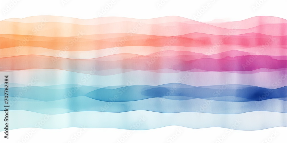 Wall mural watercolor stripe pattern in vibrant colors on a transparent background