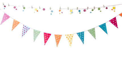Carnival garland with flagsisolated on transparent background. Decorative colorful bunting for birthday celebration, festival and bright decoration	
 - obrazy, fototapety, plakaty