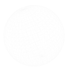White wireframe globe or sphere on transparent png or background