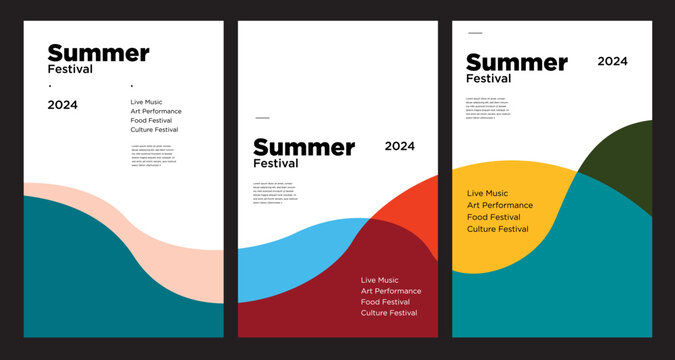 Colorful Abstract Fluid Minimalist Summer Background Festival Vector Banner