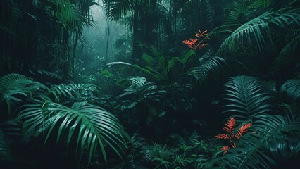 tropical leaces in jungle