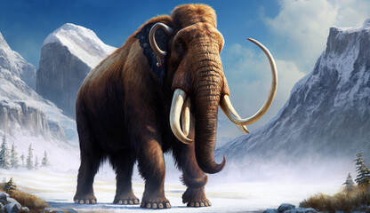 wooly mammoth dengerous extinction animal image Ai generated art - obrazy, fototapety, plakaty