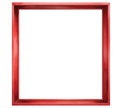 Red picture frame with isolated background, Red frame with isolated background, Watercolor red picture frame with isolated background.