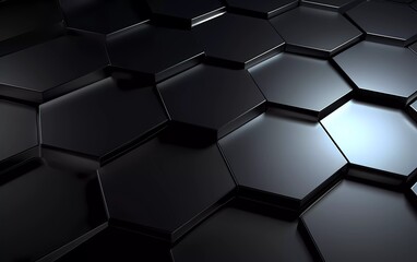 shiny black hexagon background. generative ai