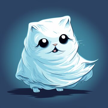 Sheet ghost cat cartoon easy pictures Ai generated art