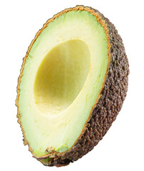 half of the avocado isolated on the white background