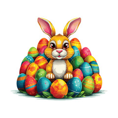 Fototapeta na wymiar Happy Easter Day bunny with eggs