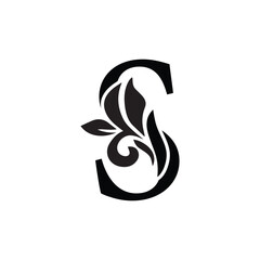 letter S. flower letters. Vintage ornament initial Alphabet. Logo vector	