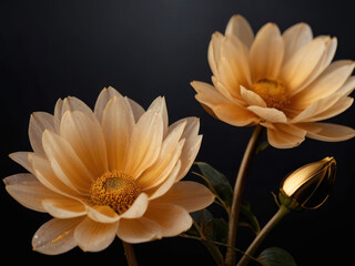 Fototapeta premium Beautiful flowers bouquet on a dark background