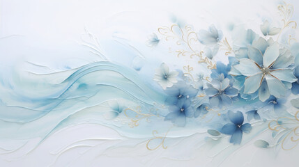 flower group Blue on white background, watercolor style