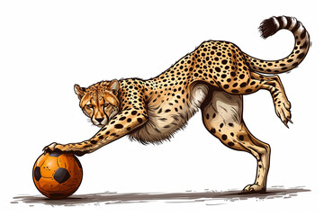 cartoon cheetah playing ball
