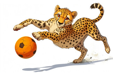 cartoon cheetah playing ball