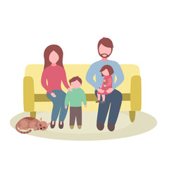 Family, mother, father, son and daughter. Vector Illustration for printing, backgrounds, covers and packaging. Image can be used for greeting cards, posters and stickers. Isolated on white background.