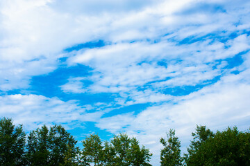 Obraz premium Blue sky background with clouds. High quality photo