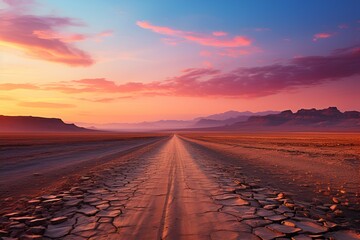 A road across desert. Generative AI. 