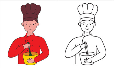 cooker,shef,kitchen, restaurant vector line icon, sign, illustration on background, editable strokes

