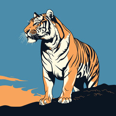 Vector giant tiger. Tiger drawing full body